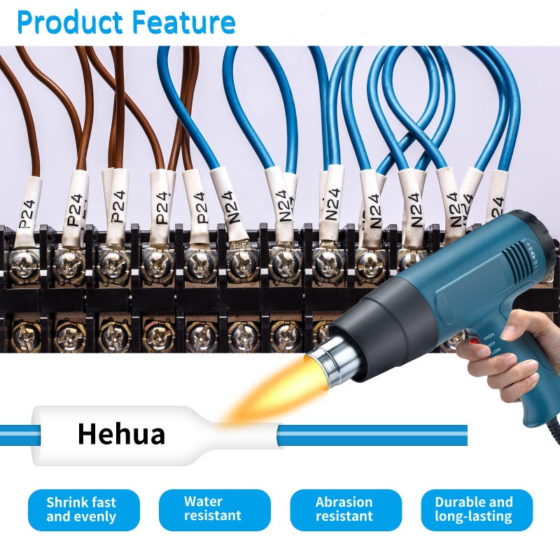 Hehua Compatible Heat Shrink Label Tape Replacement for Brother Tube Label HSe-231 HSe231 HS-231 HS231 Black on White Use in PT-E300 PT-E500 PT-P750WVP (0.46''x 4.92ft  11.7mm x 1.5m  3 Pack) - Image 3